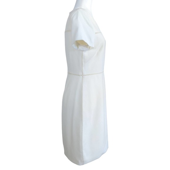 Halston Heritage White Ivory Knee Length Short Sleeve Sheath Dress Size 8 - Picture 10 of 11